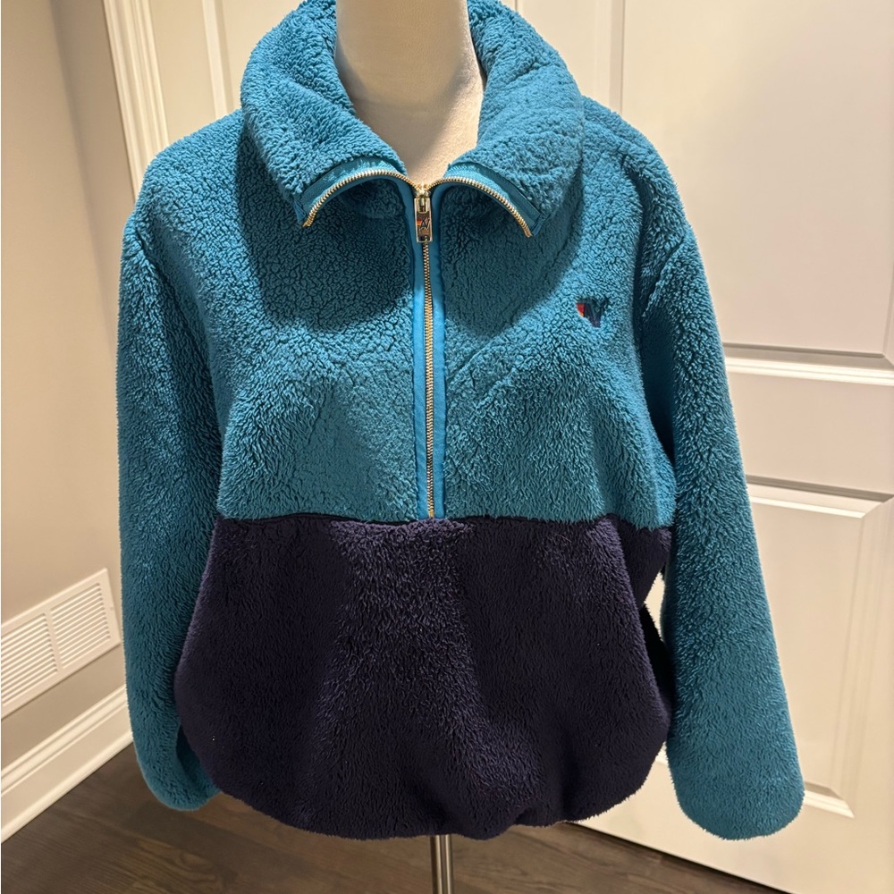 TEDDY UNISEX HALF ZIP COLOR BLOCK JACKET - CAPRI -M - Picture 2 of 5